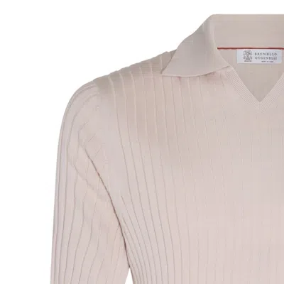 Shop Brunello Cucinelli Beige Cotton Polo Shirt