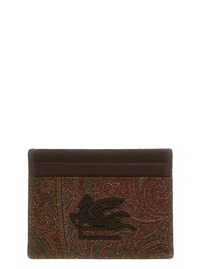 Shop Etro Paisley Card Holder In Brown