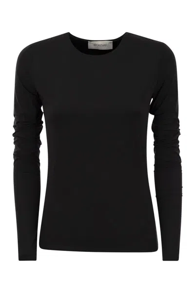 Shop Sportmax Albenga - Socked Jersey T-shirt In Black