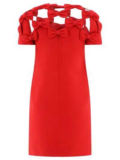 Shop Valentino Embroidered Crepe Couture Dress In Red