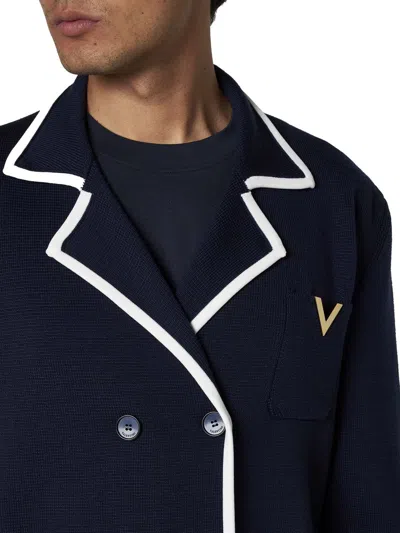 Shop Valentino Jackets In Navy/avorio
