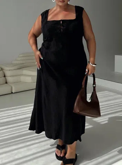 Shop Princess Polly Lower Impact Chosen Girl Linen Blend Maxi Dress In Black