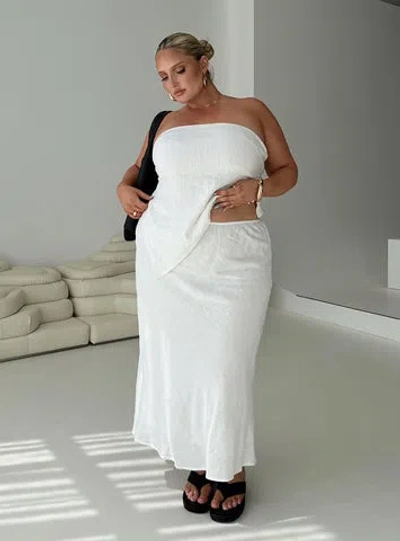 Shop Princess Polly Lower Impact Ermias Linen Blend Midi Skirt In White
