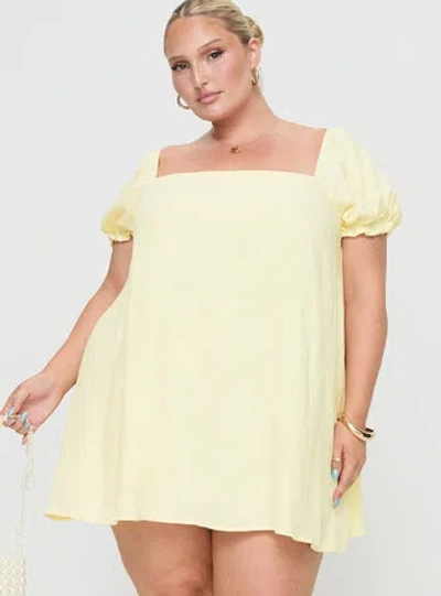 Shop Princess Polly Lower Impact Beyond Linen Blend Mini Dress In Yellow