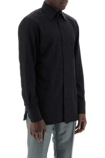 Shop Tom Ford Silk Blend Poplin Shirt In Black