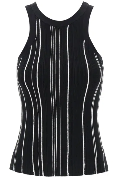 Shop Totême Toteme Ribbed Knit Tank Top With Spaghetti In Black