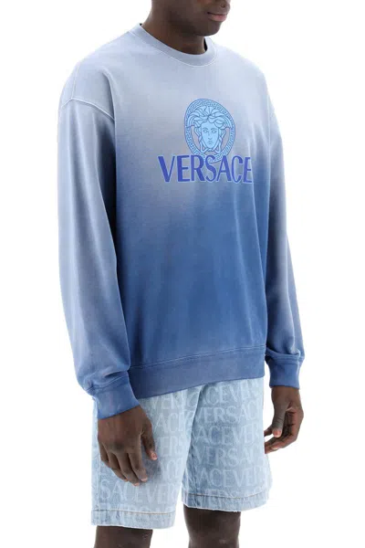 Shop Versace "gradient Medusa Sweatshirt In Multicolor