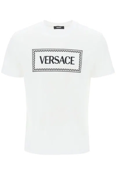 Shop Versace Embroidered Logo T-shirt In White