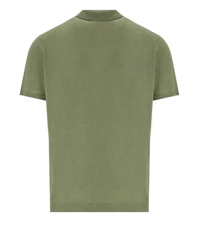 Shop Amaranto Amaránto  Military Green Linen Polo Shirt
