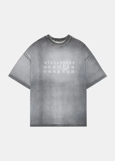 Shop Mm6 Maison Margiela Black & White Numbers-motif Two-tone T-shirt In Off White