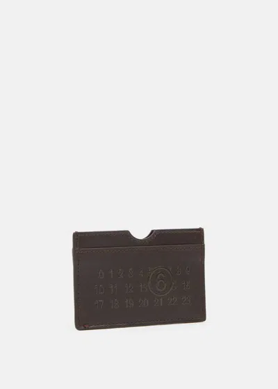 Shop Mm6 Maison Margiela Brown Numeric Logo-embossed Card Holder In Brown Stone