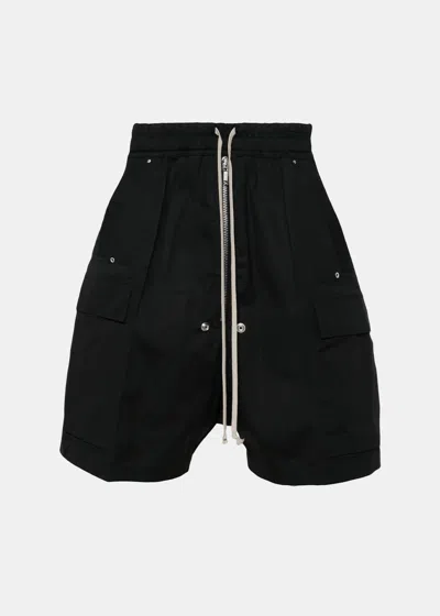 Shop Rick Owens Black Drop-crotch Bermuda Shorts