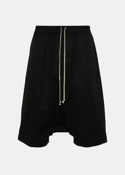 Shop Rick Owens Black Poplin Drop-crotch Shorts