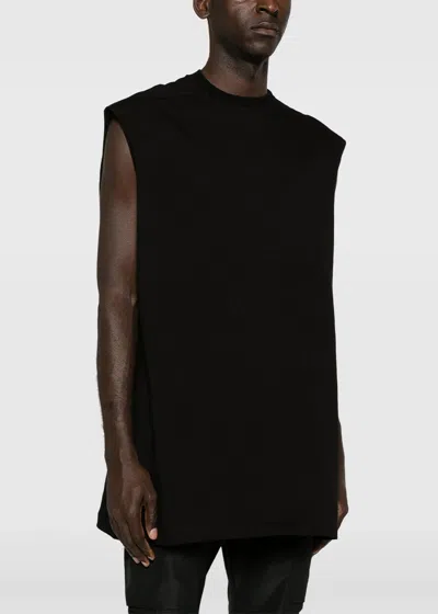 Shop Rick Owens Black Sleeveless Cotton T-shirt