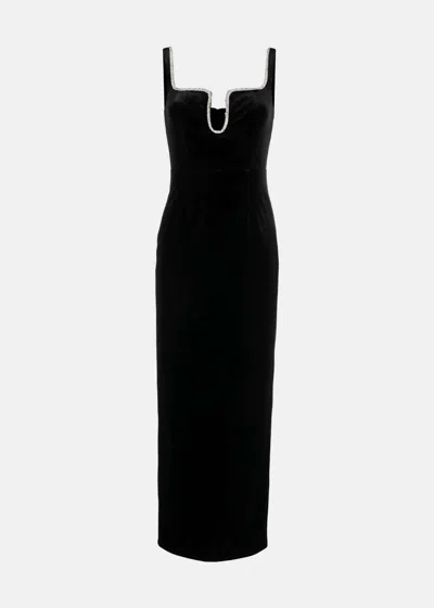 Shop Self-portrait Black Velvet Maxi Dress