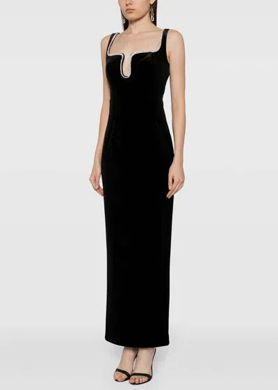 Shop Self-portrait Black Velvet Maxi Dress