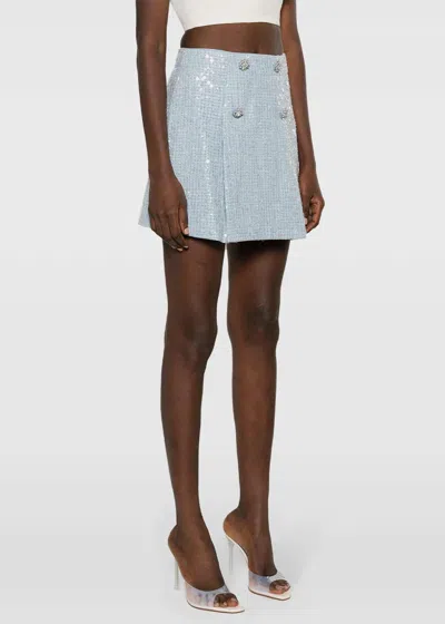 Shop Self-portrait Blue High-waist Miniskirt