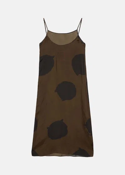 Shop Uma Wang Brown Sleeveless Midi Dress In Brown/black
