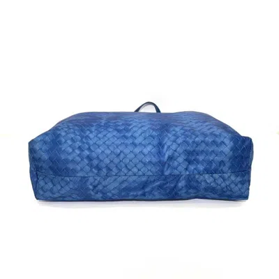Shop Bottega Veneta Intrecciolusion Blue Leather Tote Bag ()