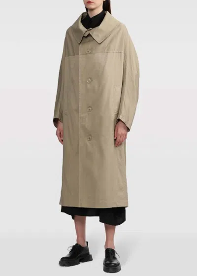 Shop Y's Beige Long-collar Cotton Single-breasted Coat