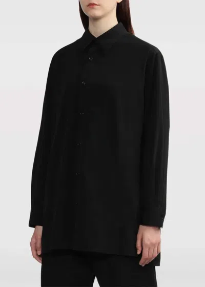 Shop Y's Black Straight-point Collar Button-down Shirt