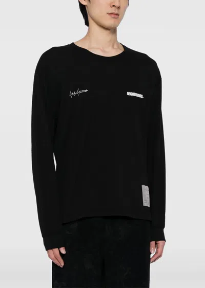 Shop Yohji Yamamoto Black Neighborhood Logo-print Long Sleeve