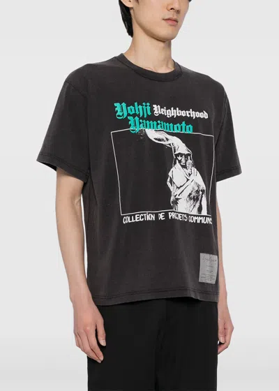 Shop Yohji Yamamoto Grey Neighborhood Graphic-print T-shirt