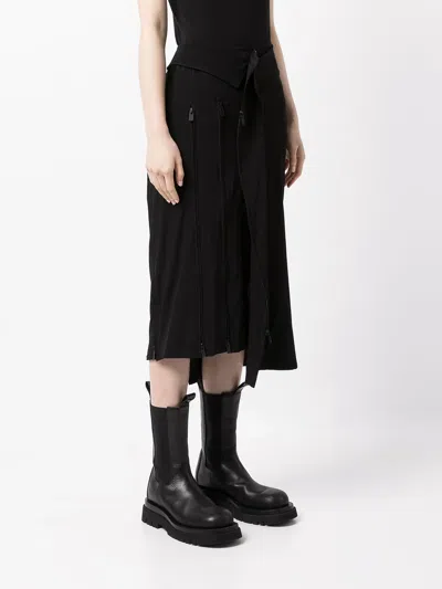 Shop Yohji Yamamoto Women Asymmetric Zip Detail Skirt In Black