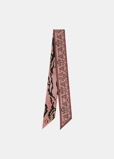 Shop Zimmermann Pink Printed Silk Ribbon Scarf In Black Bandana