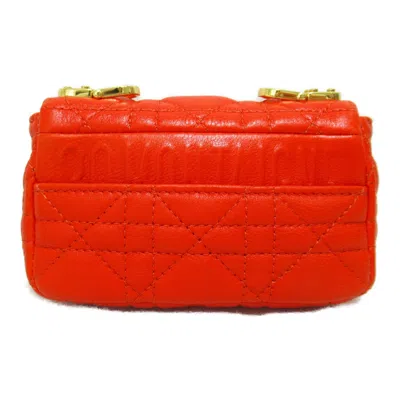 Shop Dior Caro Orange Leather Shoulder Bag ()