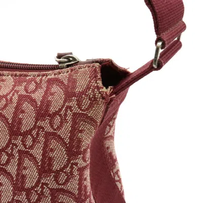 Shop Dior Burgundy Canvas Shoulder Bag ()