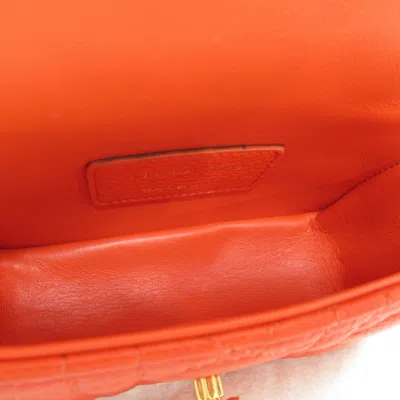 Shop Dior Caro Orange Leather Shoulder Bag ()