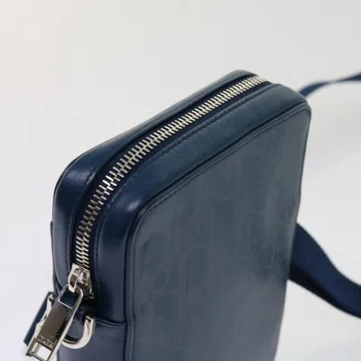 Shop Dior Oblique Navy Canvas Shoulder Bag ()