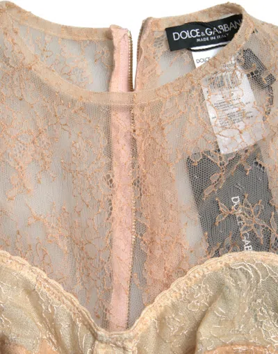 Shop Dolce & Gabbana Elegant Lace Bustier Cropped Women's Top In Beige