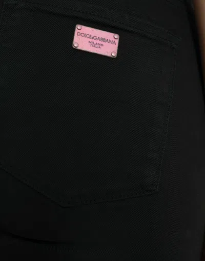 Shop Dolce & Gabbana Black Cotton Mid Waist Skinny Denim Women's Jeans