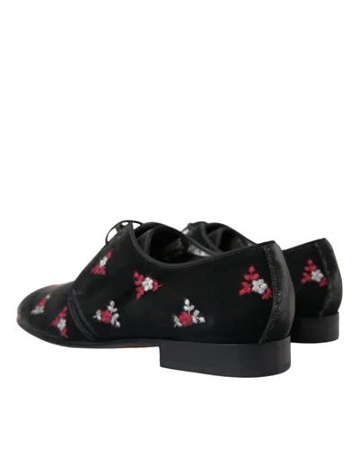 Shop Dolce & Gabbana Black Floral Velvet Formal Dress Men's Shoes