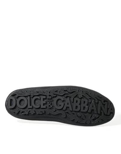 Shop Dolce & Gabbana Black Leather Crystal Embellished Loafers Dress Men's Shoes