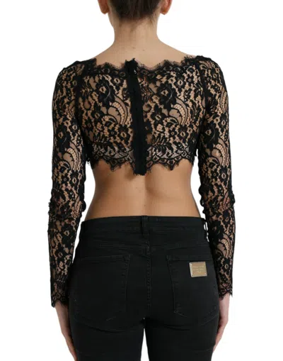 Shop Dolce & Gabbana Elegant Lace Bustier Cropped Women's Top In Black