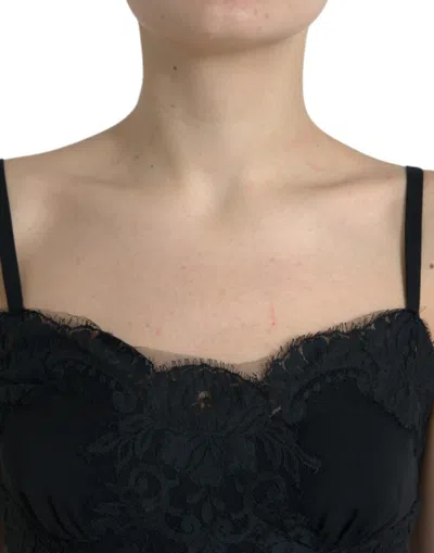 Shop Dolce & Gabbana Elegant Black Silk Lace Tank Women's Top