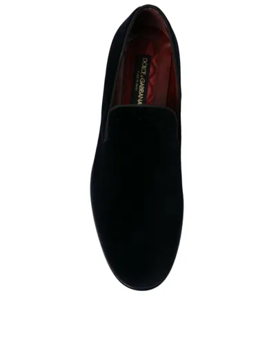 Shop Dolce & Gabbana Black Velvet Loafers Formal Dress Men's Shoes