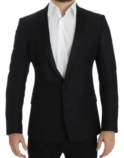 Shop Dolce & Gabbana Elegant Martini Slim Fit Blazer Men's Jacket In Black