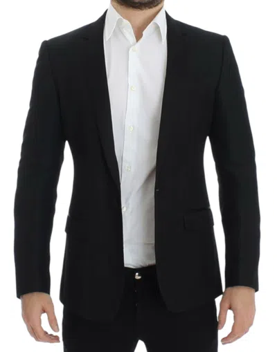 Shop Dolce & Gabbana Elegant Martini Slim Fit Blazer Men's Jacket In Black
