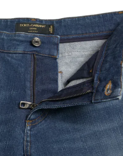 Shop Dolce & Gabbana Blue Boyfriend Mid Waist Cotton Denim Women's Jeans