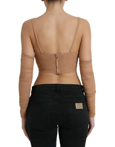 Shop Dolce & Gabbana Elegant Brown Cropped Long Sleeve Women's Top