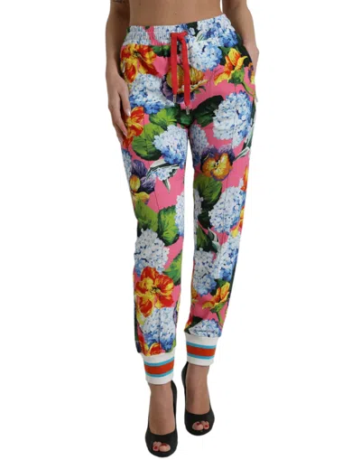 Shop Dolce & Gabbana Floral High-rise Drawstring Jogger Women's Pants In Multicolor