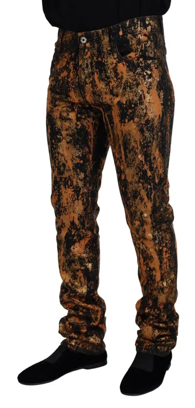 Shop Dolce & Gabbana Golden Ash Cotton Denim Men's Pants