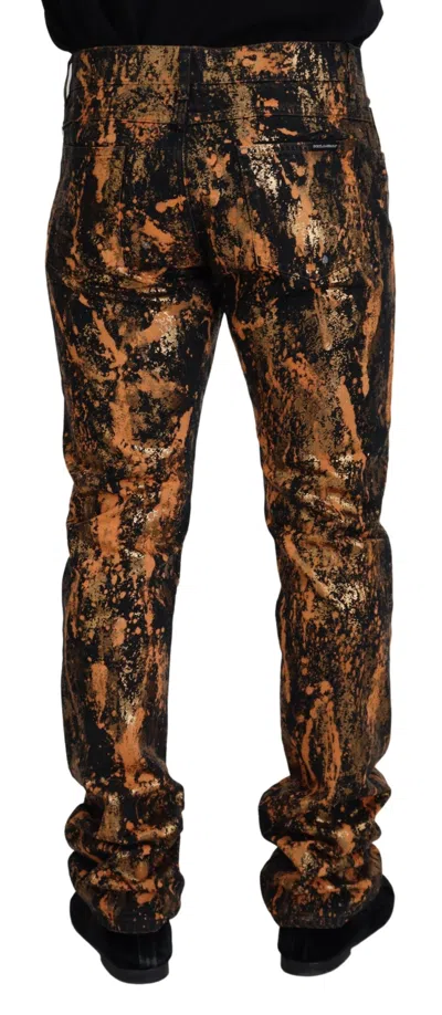 Shop Dolce & Gabbana Golden Ash Cotton Denim Men's Pants