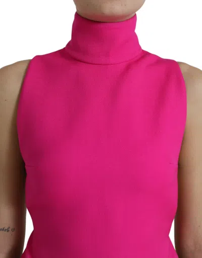 Shop Dolce & Gabbana Elegant Pink Turtleneck Sleeveless Wool Women's Top