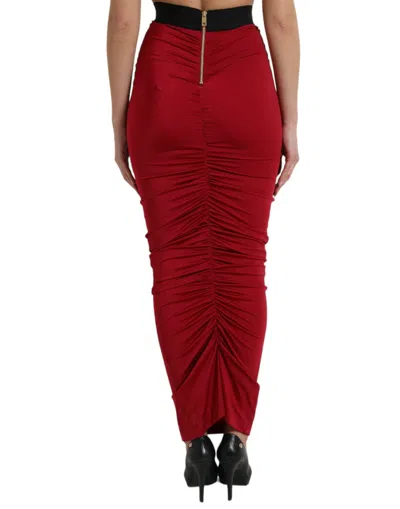 Shop Dolce & Gabbana Red Highwaist Bodycon Stretch Pencil Cut Women's Skirt