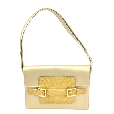 Shop Fendi Gold Leather Shopper Bag ()